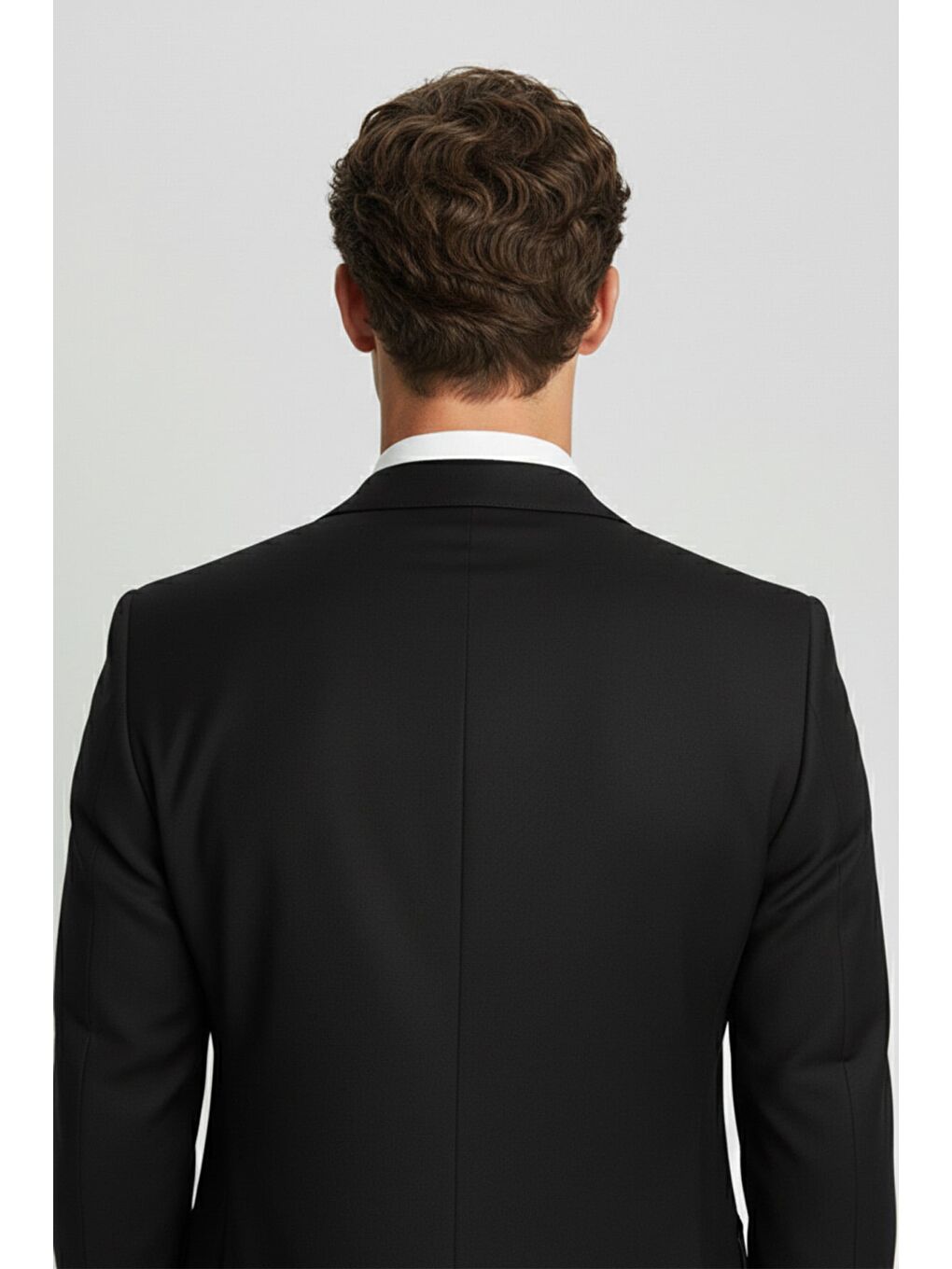 Erkek Siyah Dar Kesim Slim Fit Viskon Çizgili Mono Yaka 6 Drop Takım Elbise-3