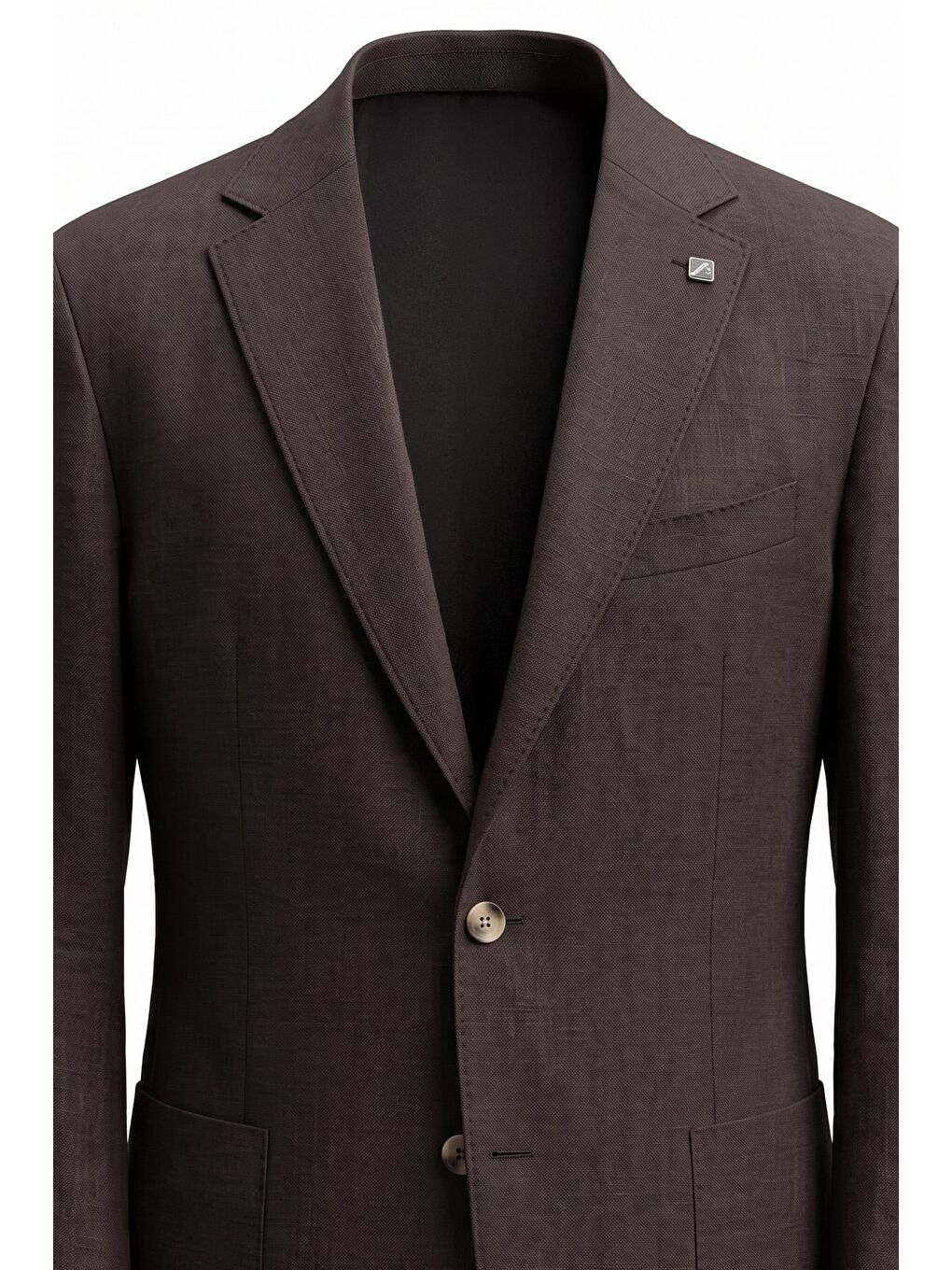 Kahverengi Erkek Kahve Dar Kesim Slim Fit %100 Keten Mono Yaka Astarsız Çift Yırtmaçlı 6 Drop Takım Elbise-4