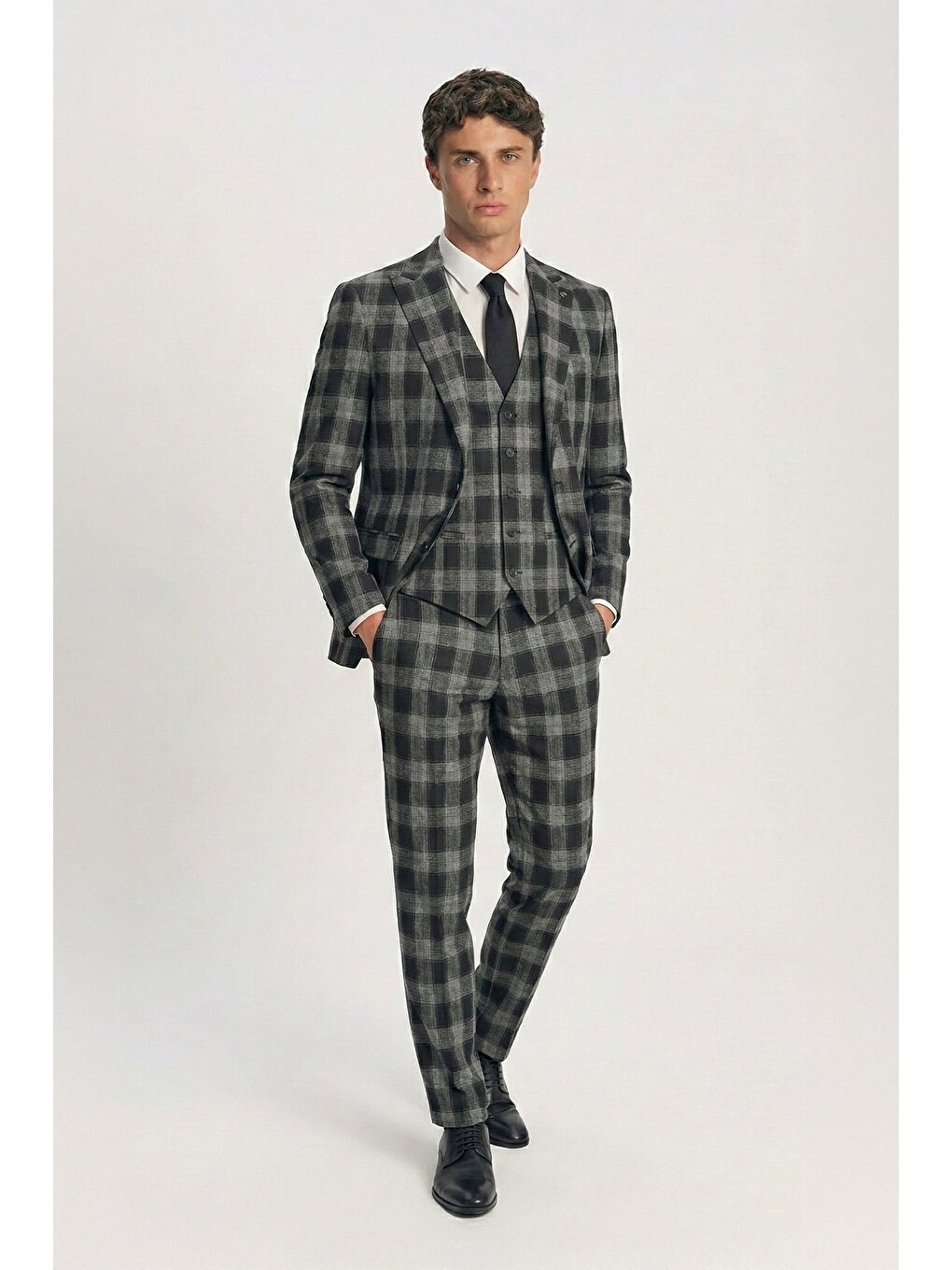 Siyah Vest Takım Elbise Prnt-19351-2