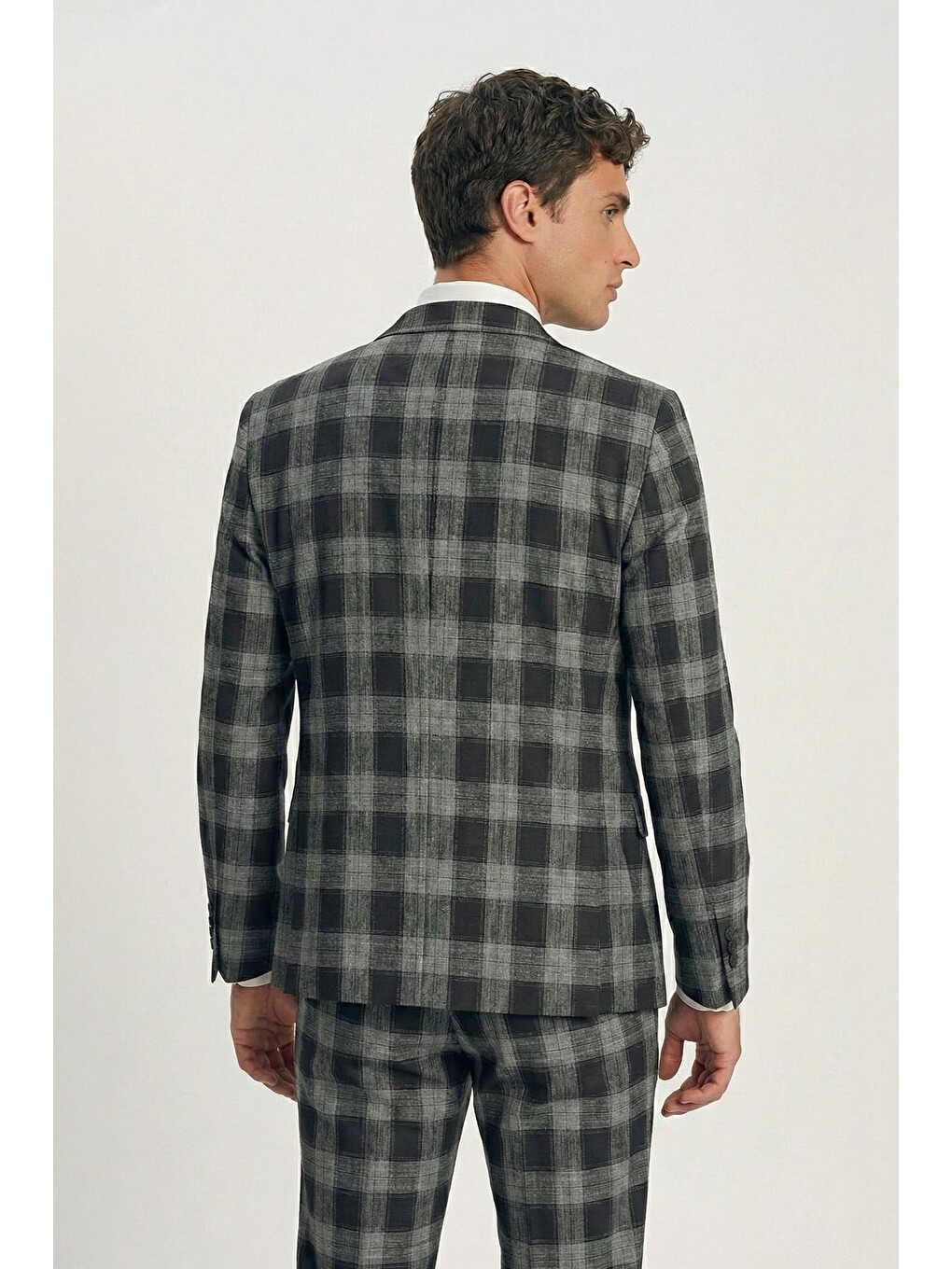 Siyah Vest Takım Elbise Prnt-19351-3