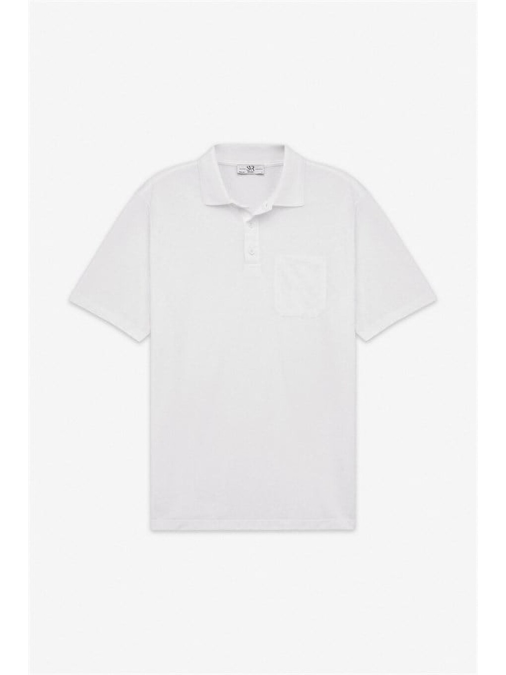 Beyaz Regular Düğmeli Polo Yaka Tişört-5