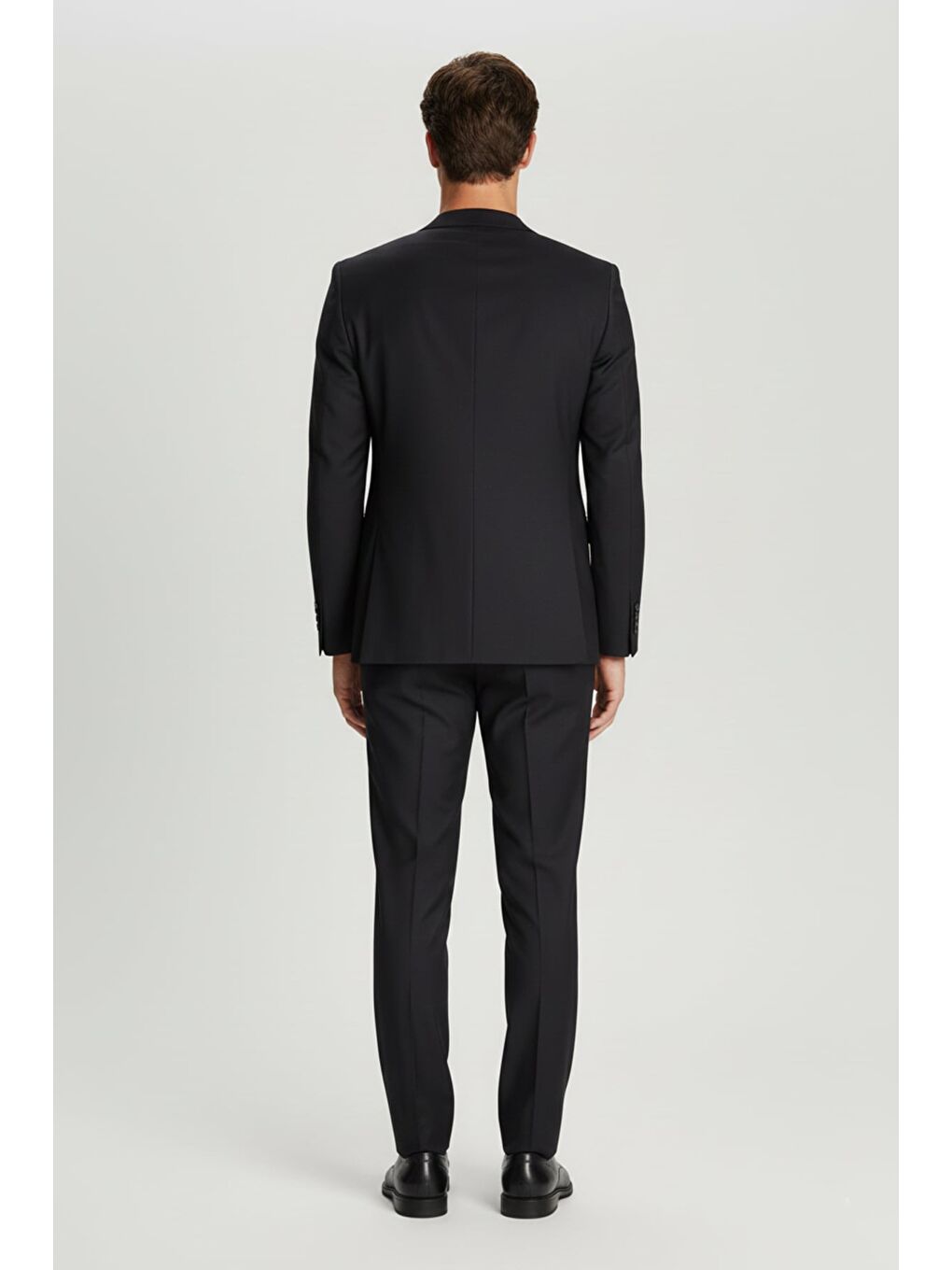 Erkek Lacivert Dar Kesim Slim Fit Viskon Çizgili Mono Yaka 6 Drop Takım Elbise-3