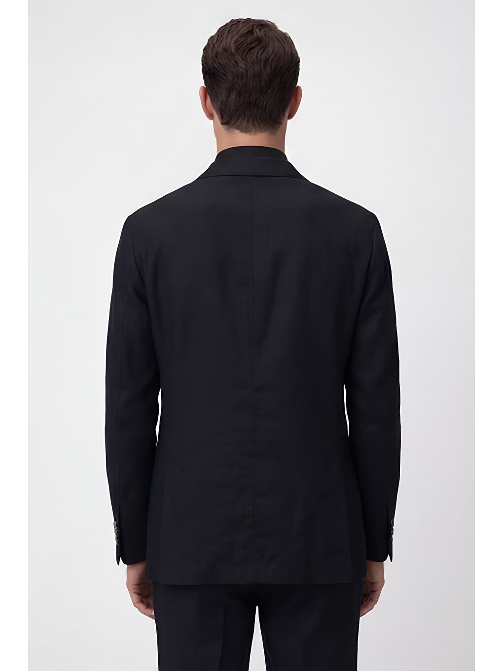 Erkek Siyah Dar Kesim Slim Fit %100 Keten Mono Yaka Astarsız Çift Yırtmaçlı 6 Drop Takım Elbise-3