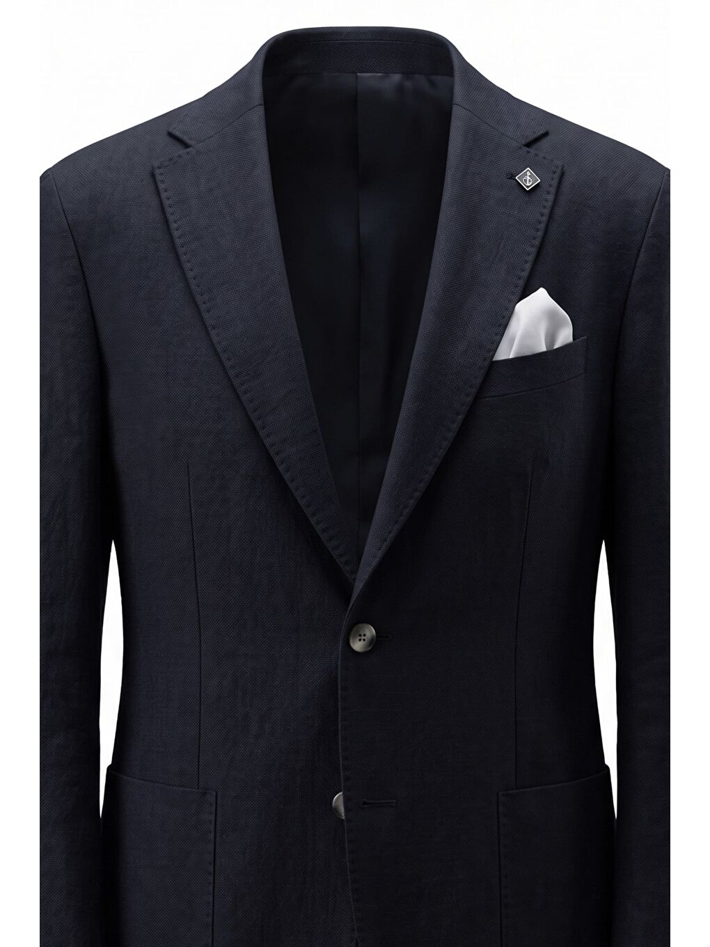 Erkek Siyah Dar Kesim Slim Fit %100 Keten Mono Yaka Astarsız Çift Yırtmaçlı 6 Drop Takım Elbise-4