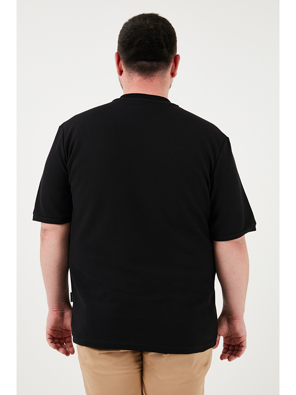 Siyah Pamuklu Regular Fit Büyük Beden Erkek %100 Pamuk Tişört 5902653b-5