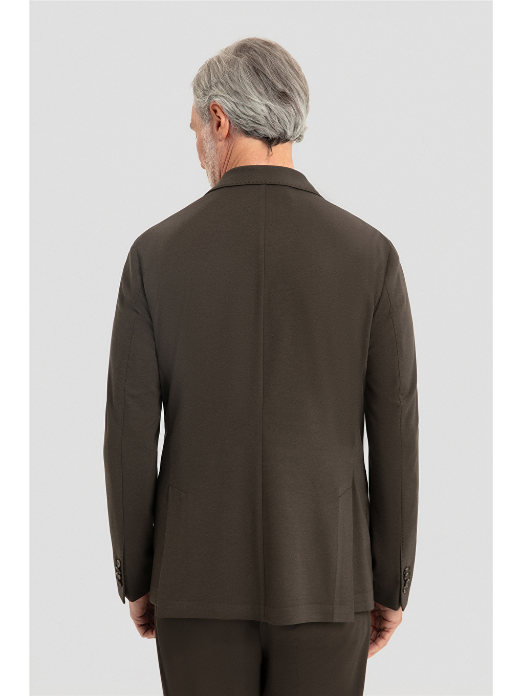 Erkek Koyu Haki Dar Kesim Slim Fit Modal Kumaş Mono Yaka Lastikli Bel Astarsız 6 Drop Takım Elbise-2