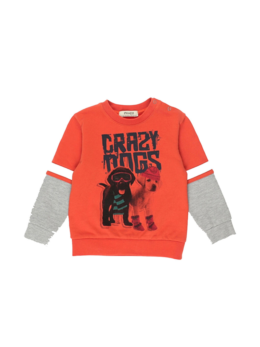 Turuncu Erkek Çocuk Blok Renk Şeritli Baskı Detaylı Sweatshirt-3