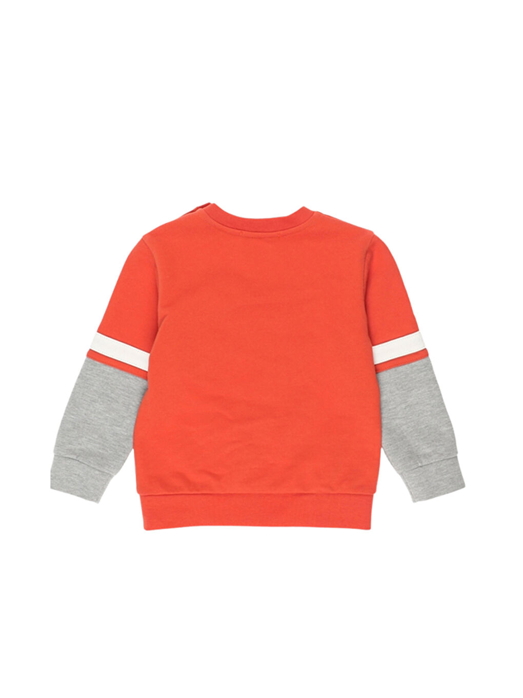 Turuncu Erkek Çocuk Blok Renk Şeritli Baskı Detaylı Sweatshirt-5