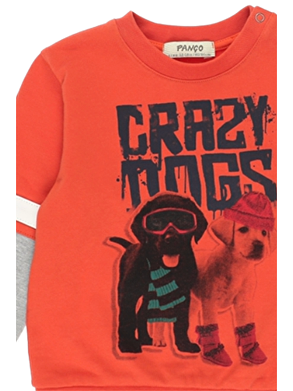 Turuncu Erkek Çocuk Blok Renk Şeritli Baskı Detaylı Sweatshirt-7