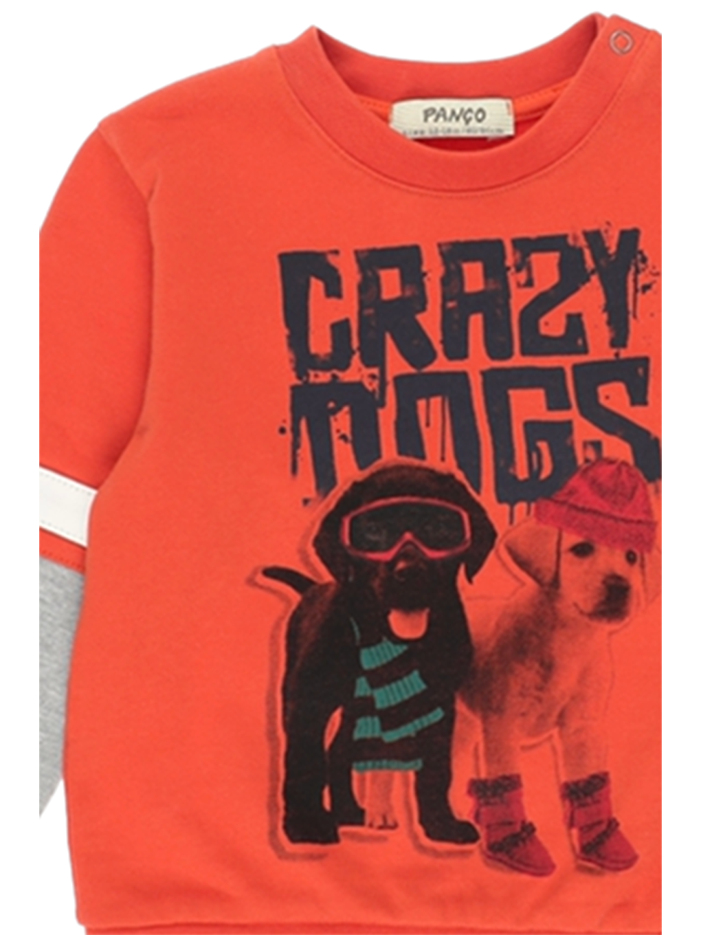 Turuncu Erkek Çocuk Blok Renk Şeritli Baskı Detaylı Sweatshirt-8