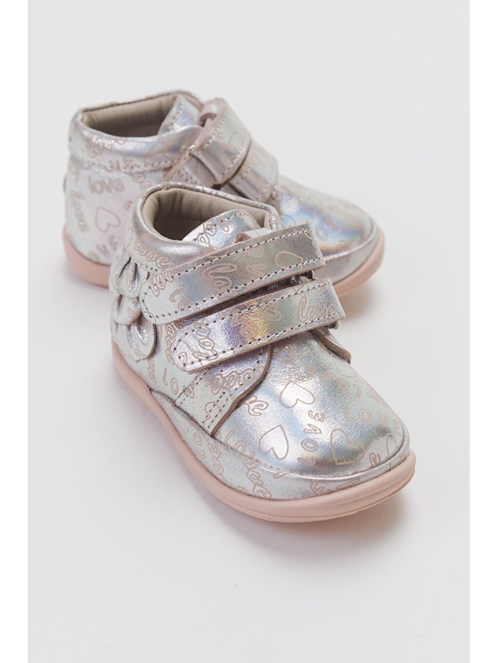 Pembe Kız Çocuk Pudra Hakiki Deri İlk Adım Günlük Ayakkabı-1