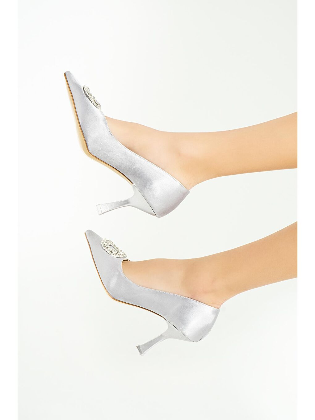 Lila Taşlı Kadeh Topuk Abiye Kadın Topuklu Ayakkabı 017-3125-22Saten-2