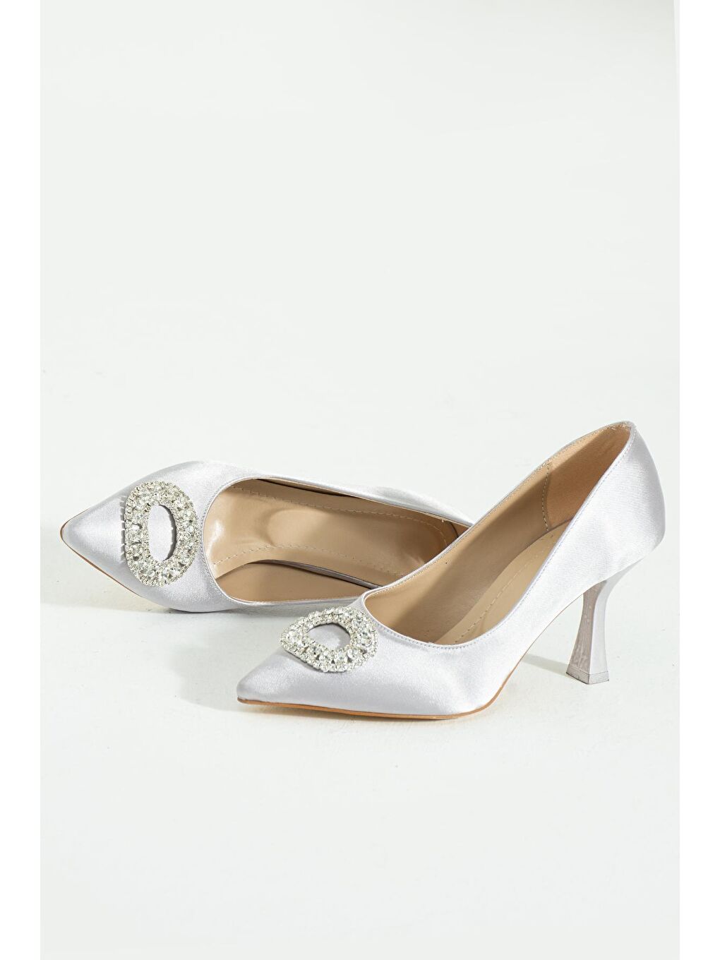 Lila Taşlı Kadeh Topuk Abiye Kadın Topuklu Ayakkabı 017-3125-22Saten-3