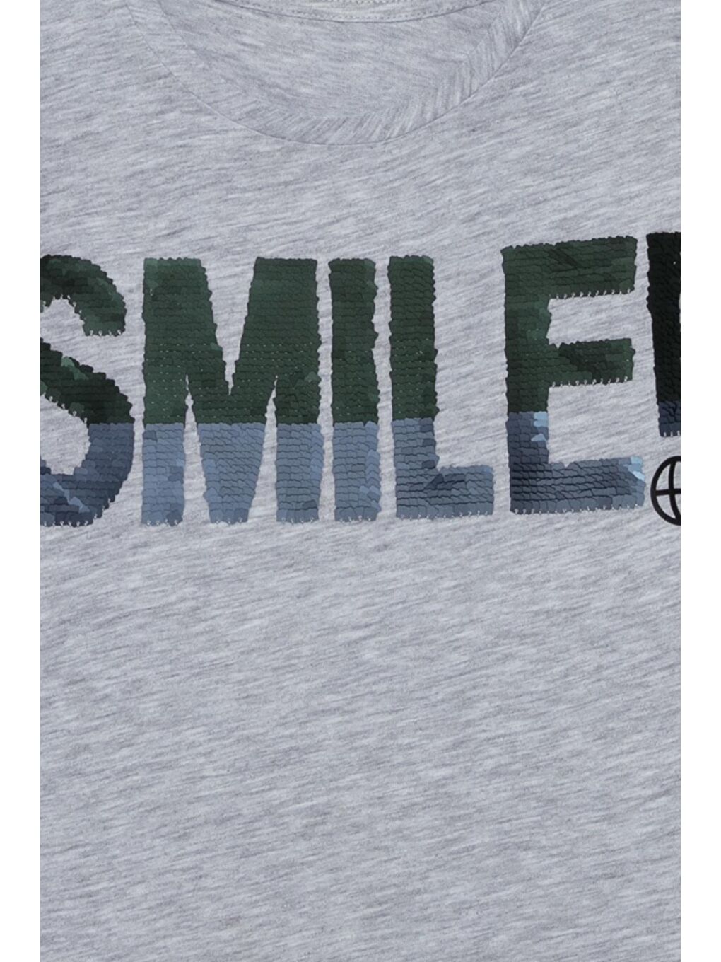 JackandRoy Gri Smile Baskılı Pullu Unisex Tişört - 2