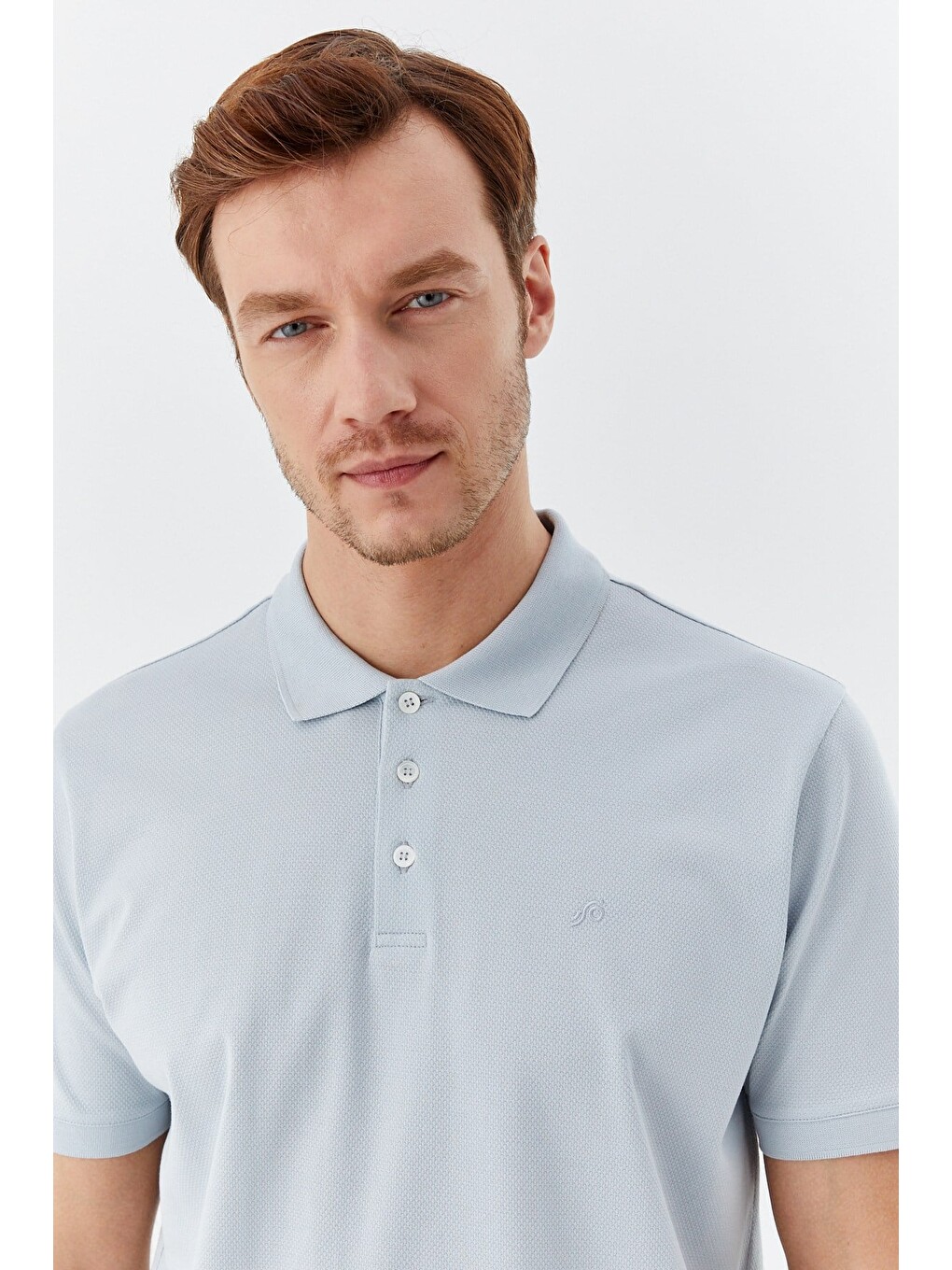 Açık Gri %100 Pamuk Dokuma Slim Fit Polo Yaka T-shirt