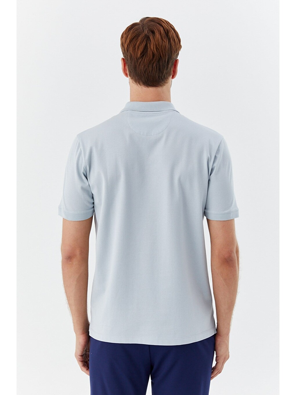Açık Gri %100 Pamuk Dokuma Slim Fit Polo Yaka T-shirt-4