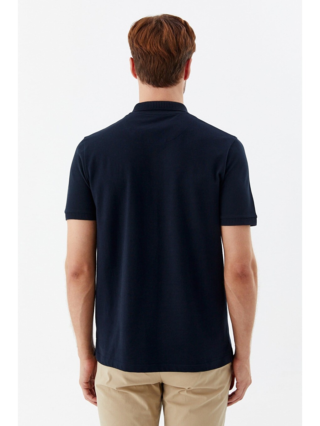 Lacivert %100 Pamuk Patlı Polo Yaka Regular Fit T-shirt-5