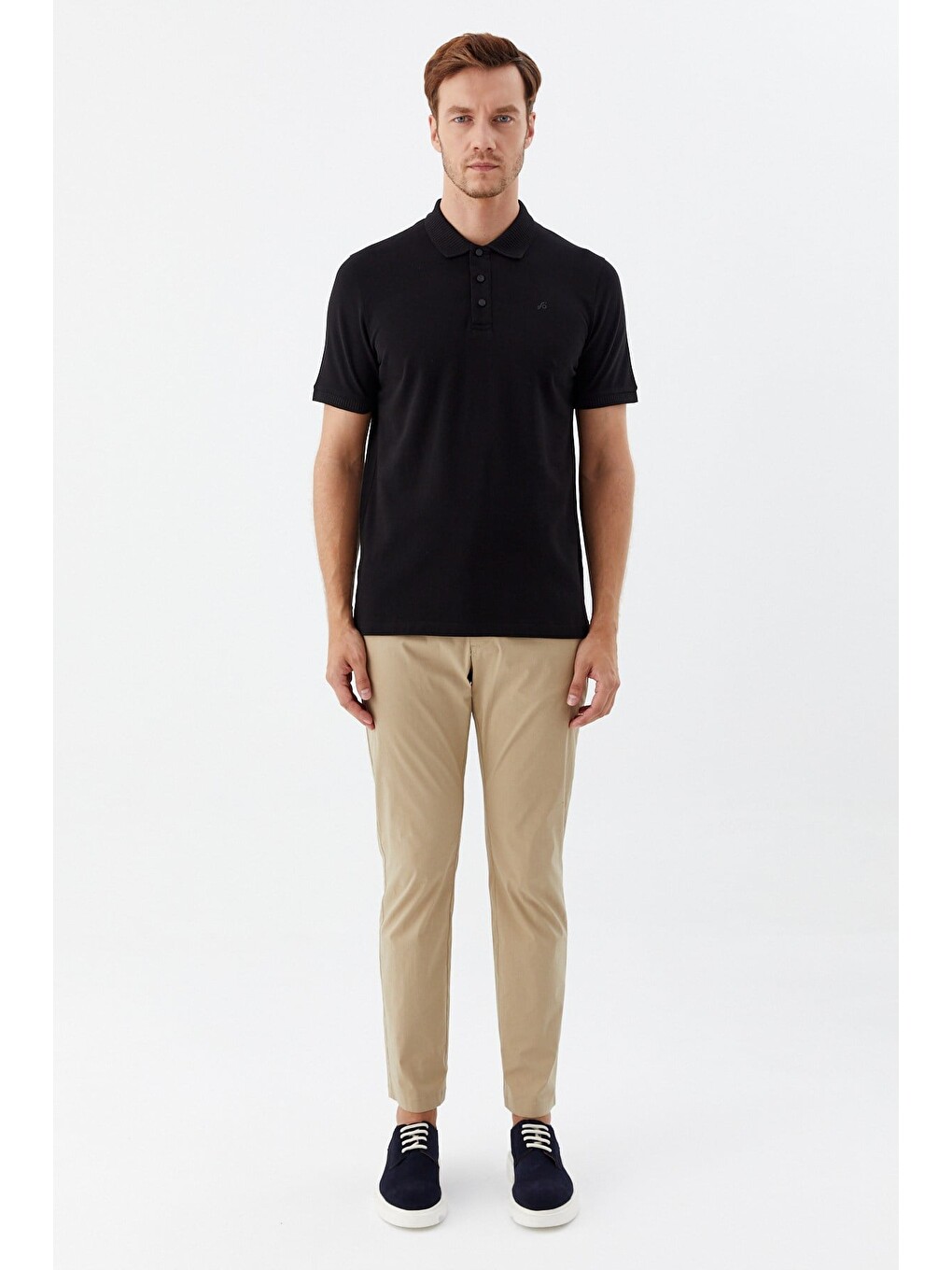 Siyah %100 Pamuk Patlı Polo Yaka Regular Fit T-shirt-2