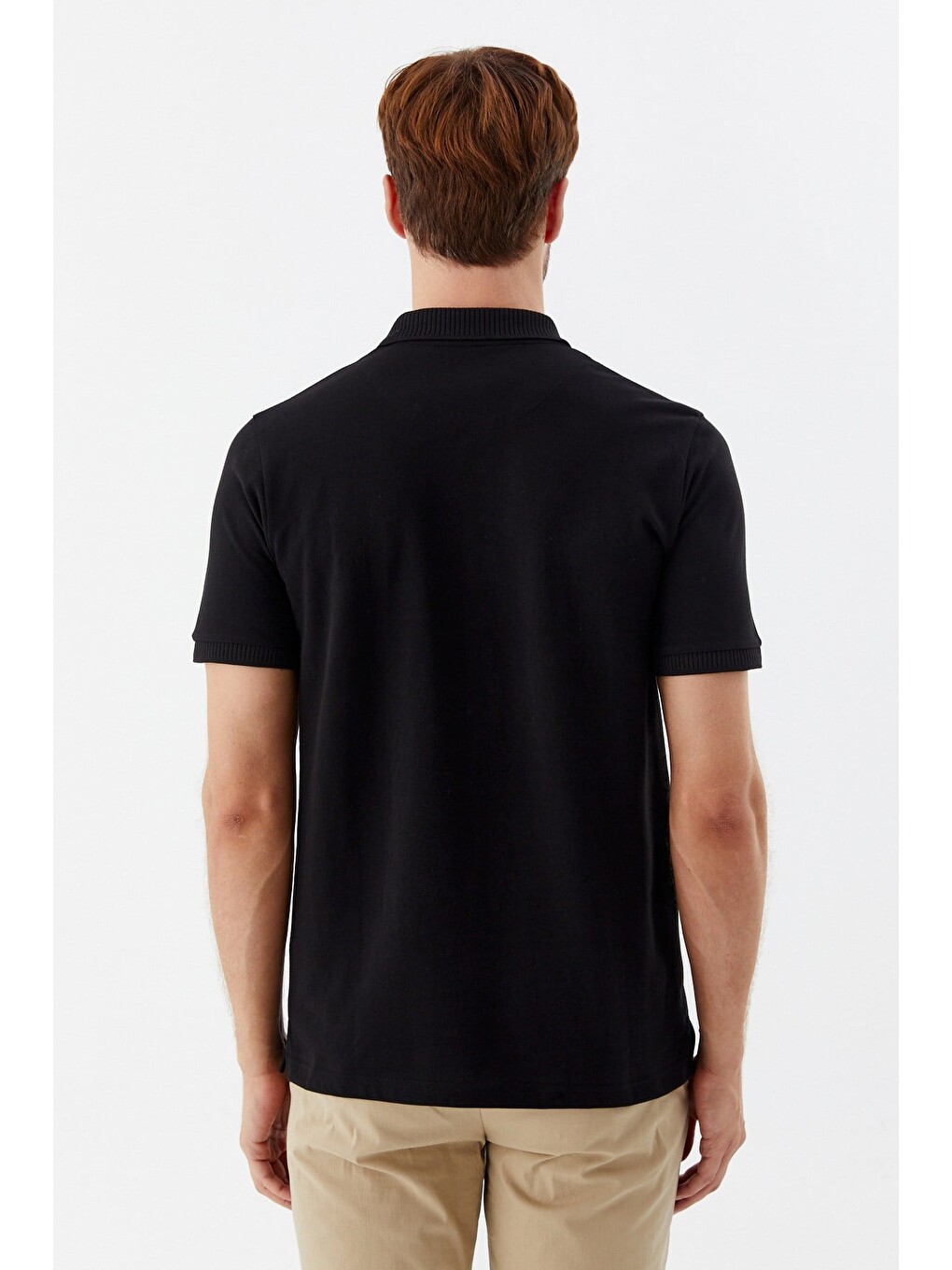 Siyah %100 Pamuk Patlı Polo Yaka Regular Fit T-shirt-5