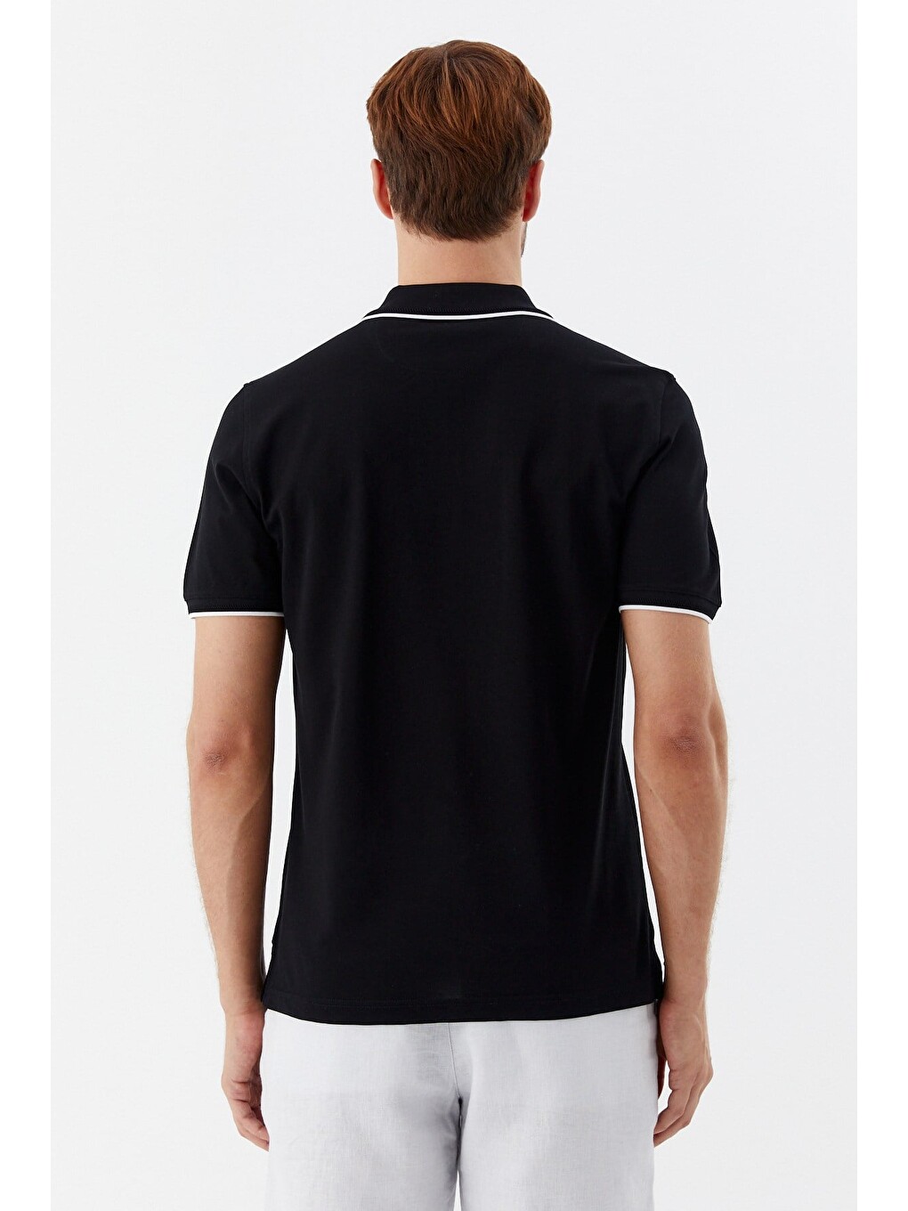 Siyah Regular Fit %100 Pamuk Fermuarlı Polo Yaka T-shirt-5