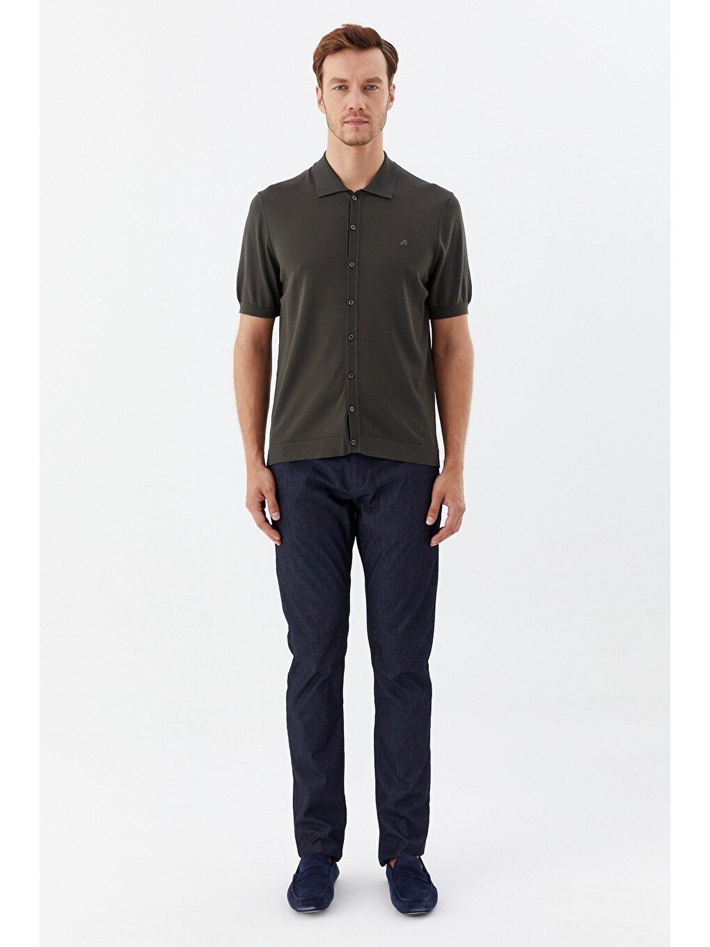 Haki Reglan Polo Yaka Triko Gömlek-2