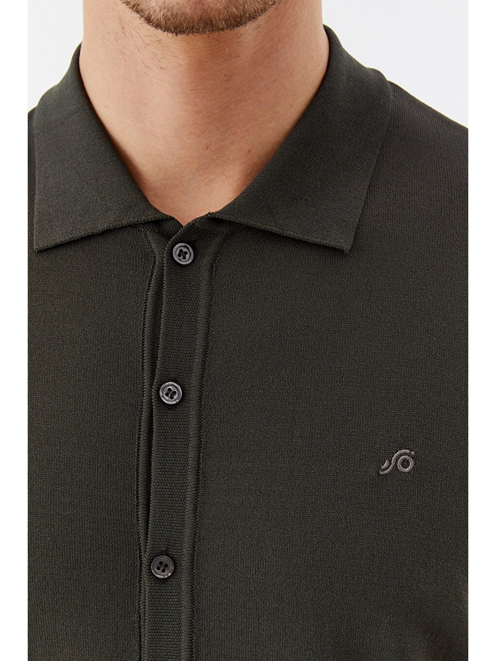 Haki Reglan Polo Yaka Triko Gömlek-3