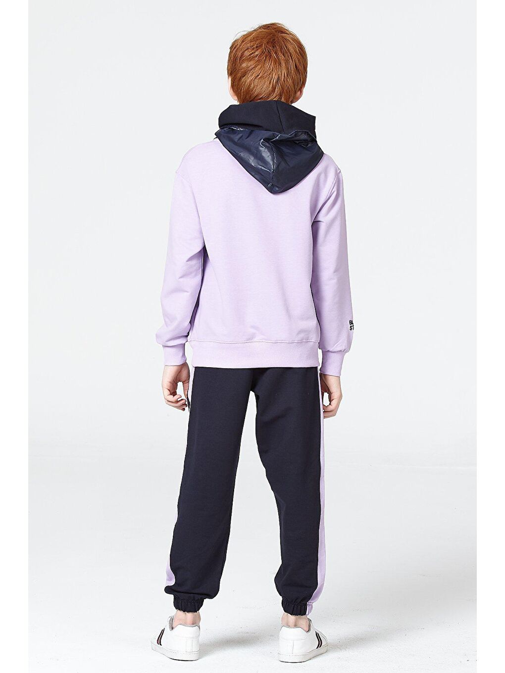 Lila Kapüşonlu Uzun Kollu Erkek Çocuk Eşofman Takımı-3