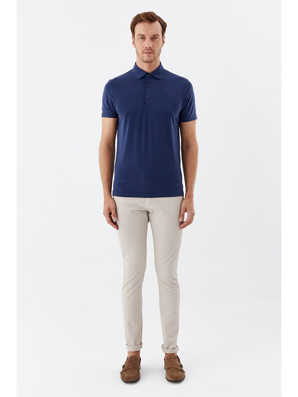 Lacivert Modal Regular Fit Polo Yaka T-shirt-2