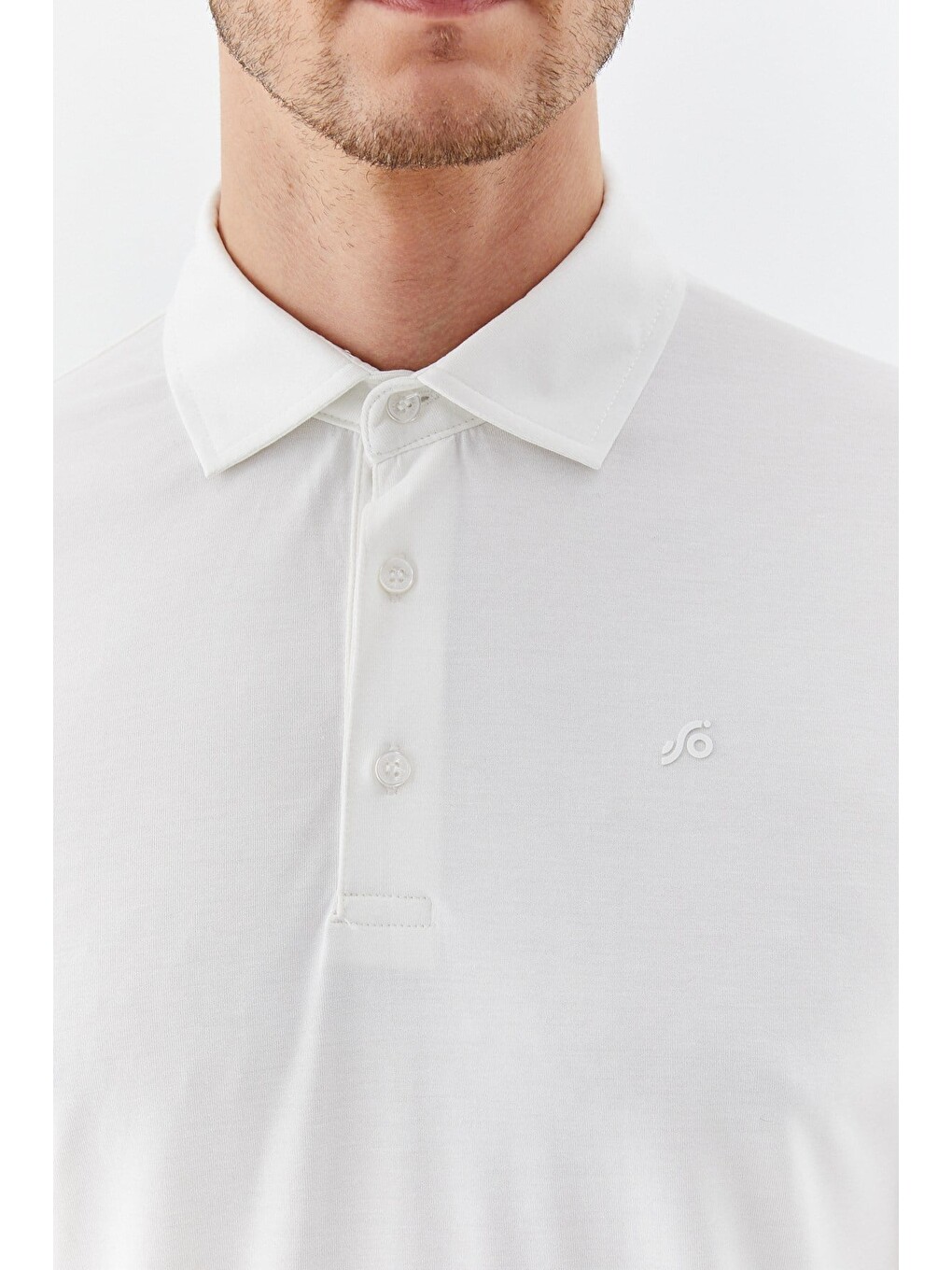 Ekru Modal Regular Fit Polo Yaka T-shirt-3