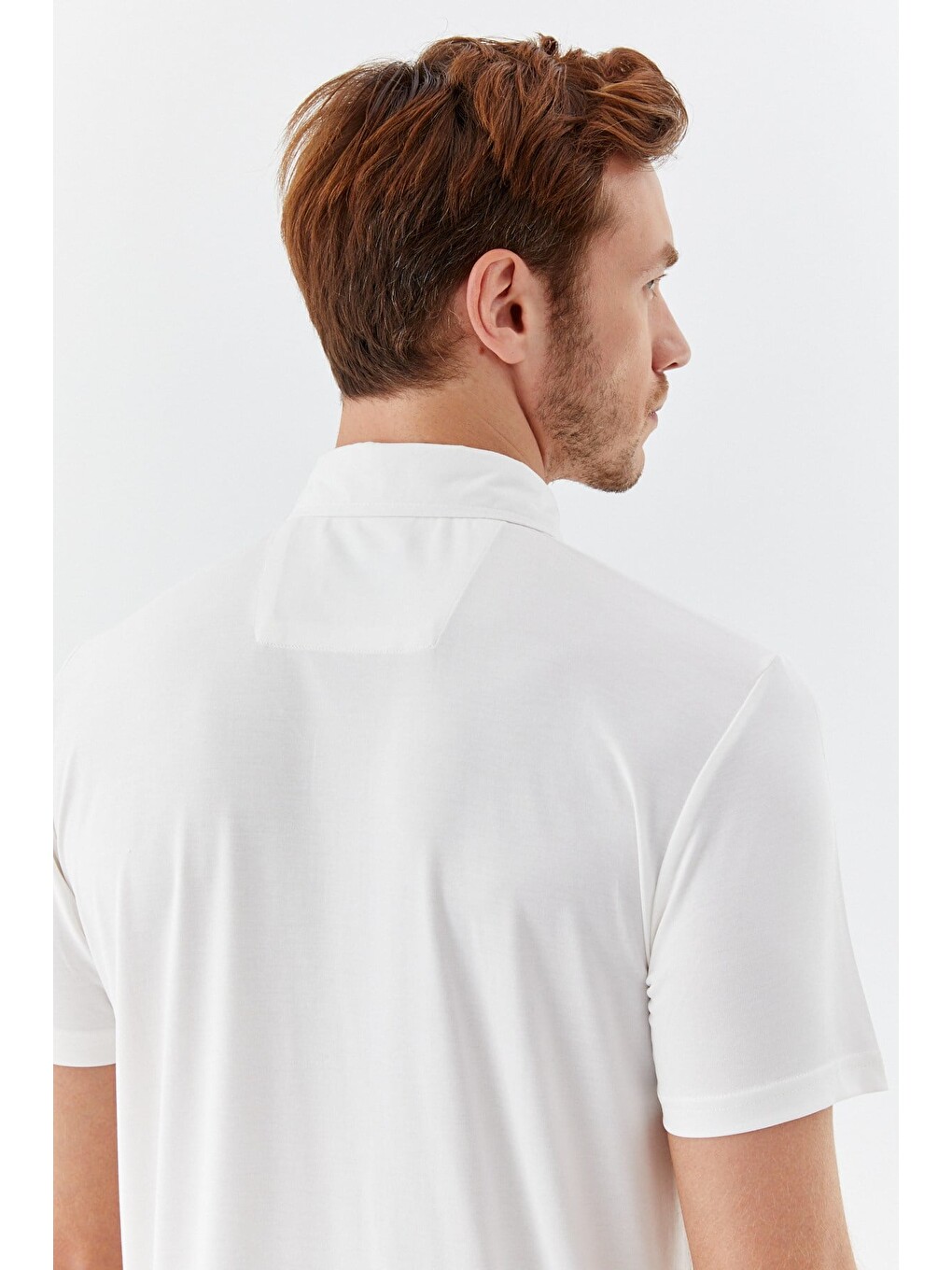 Ekru Modal Regular Fit Polo Yaka T-shirt-4