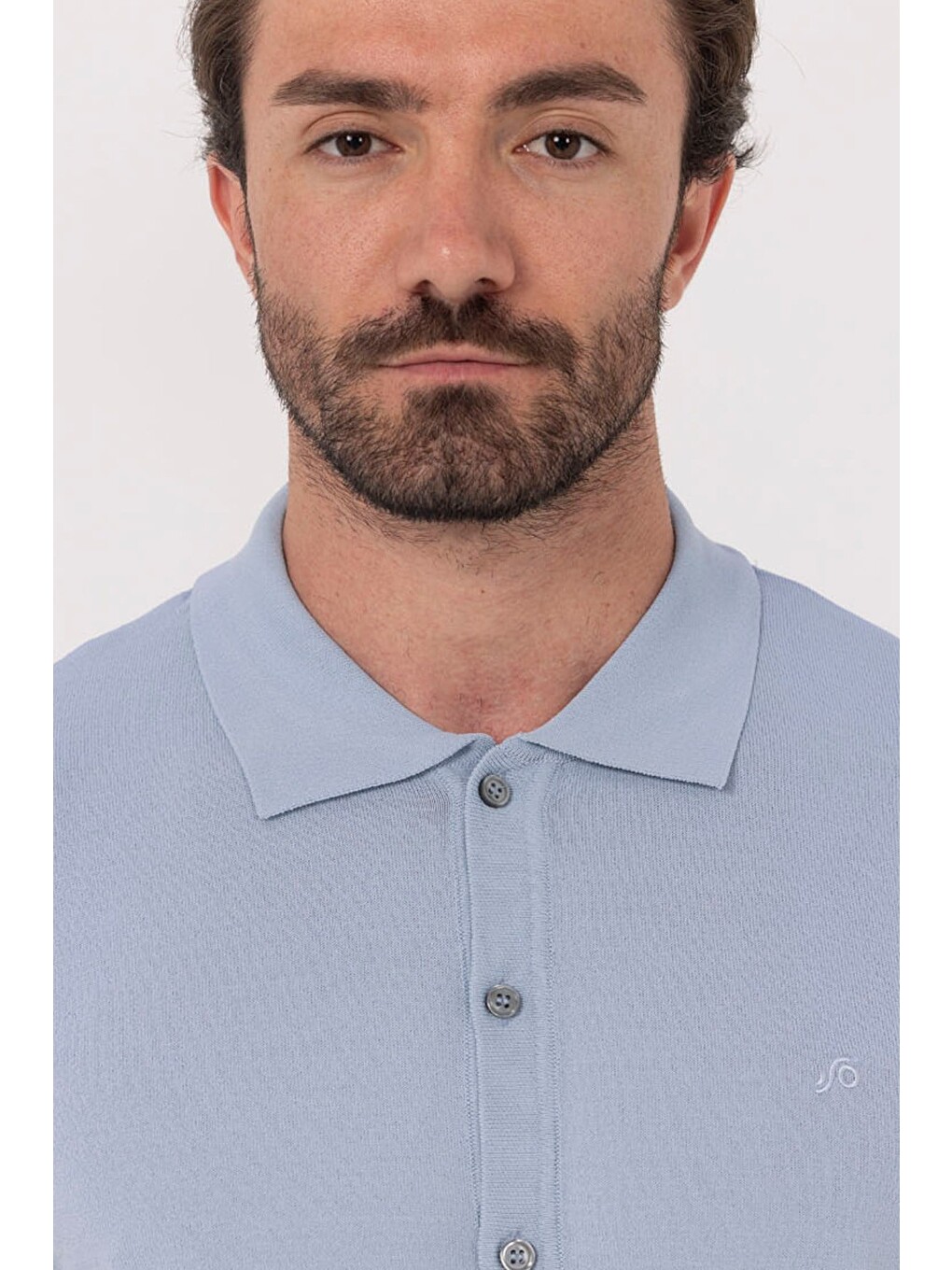 Açık Mavi Regular Fit Triko Polo Yaka Erkek Gömlek-2