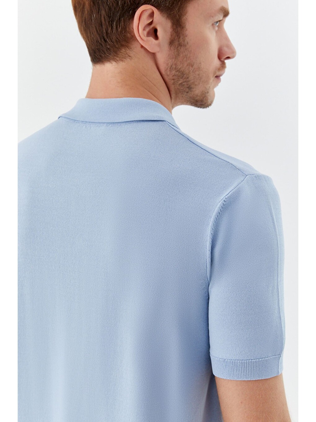 Açık Mavi Regular Fit Triko Polo Yaka Erkek Gömlek-4