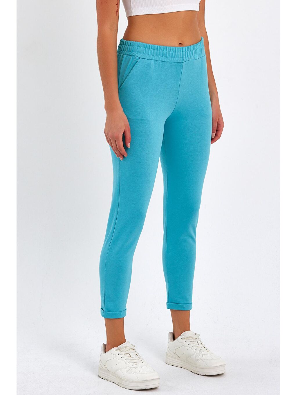 Turkuaz Kadın Katlamalı Paça Basic Alt Eşofman-2