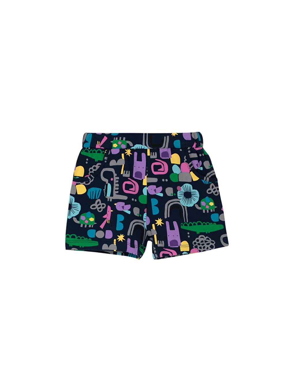 Karışık Kız Çocuk Cutouts Animal Desen Cepli Şort