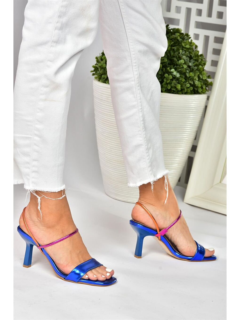 Saks Mavi Topuklu Kadın Ayakkabı P518970409-2