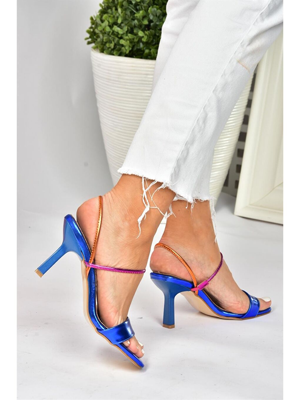 Saks Mavi Topuklu Kadın Ayakkabı P518970409-3