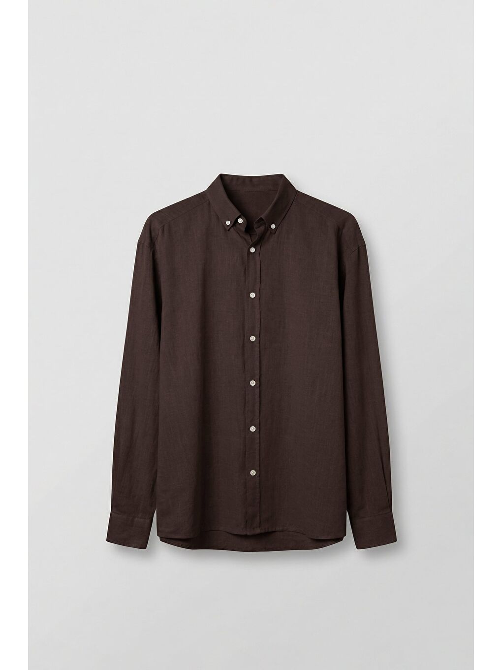 Erkek Relax Fit Rahat Kesim İnce Gömlek Kahverengi