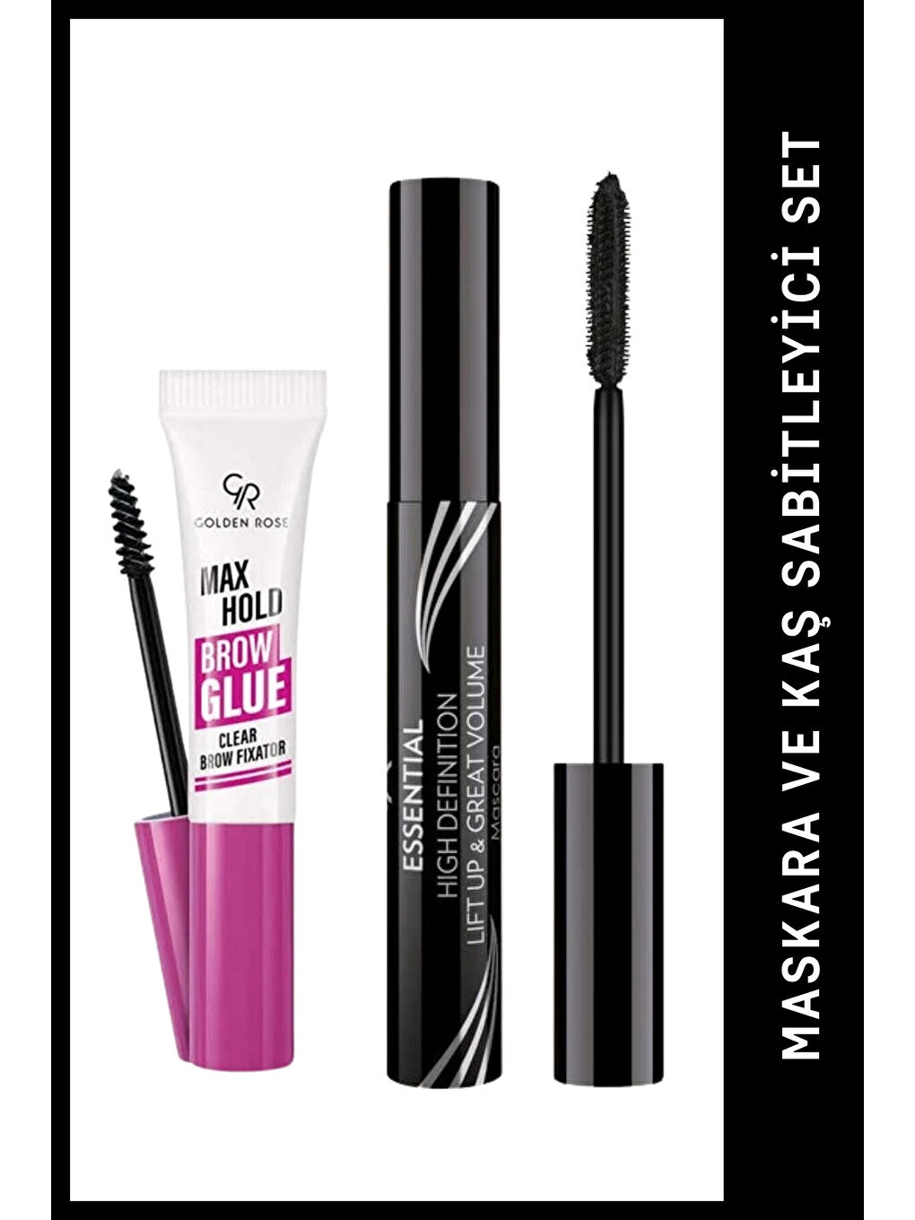 Max Hold Brow Glue - Şeffaf Kaş Sabitleyici & Essential High Definition Mascara Set