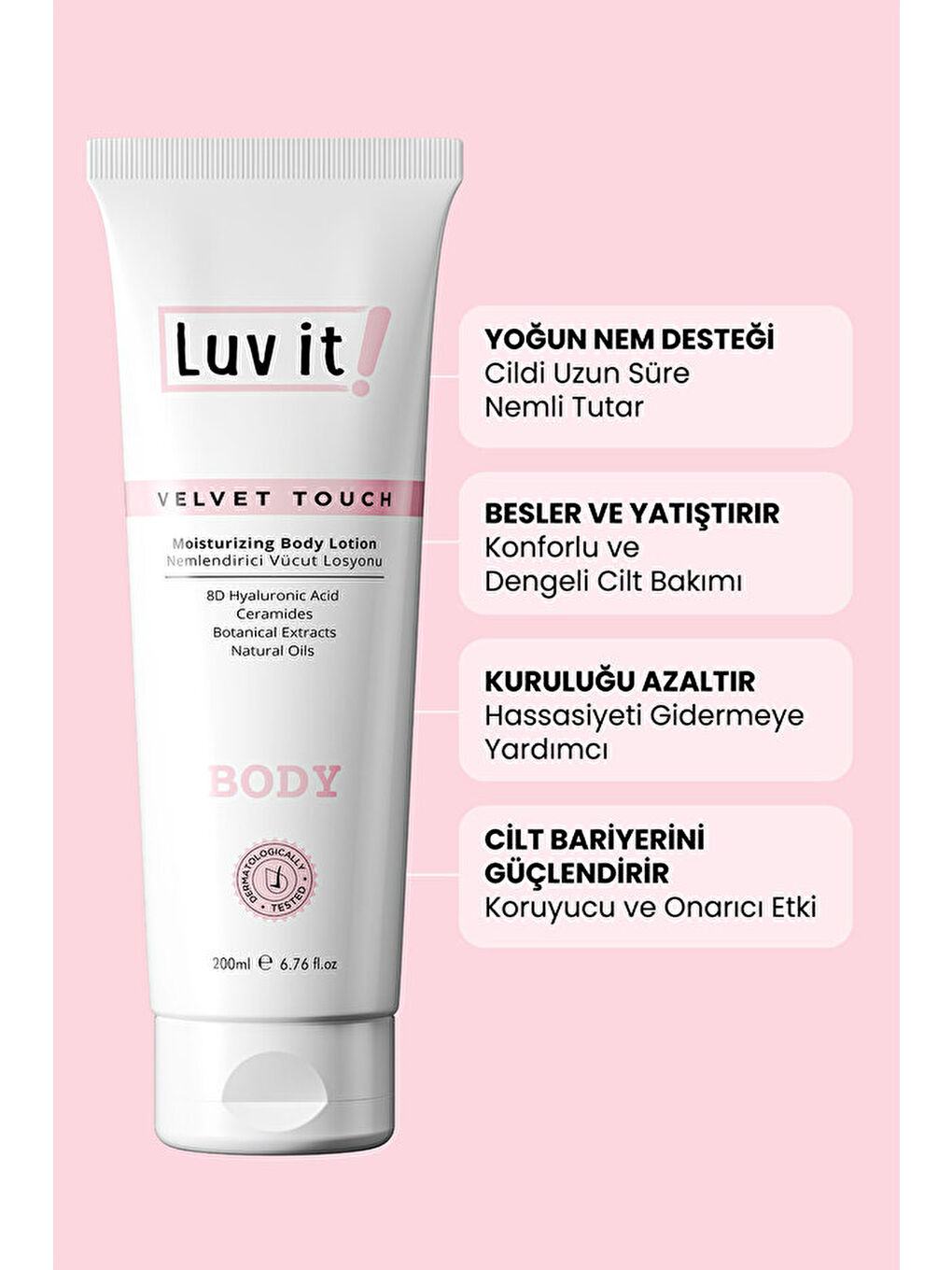 Nemlendirici Vücut Losyonu - Hyaluronik Asit ve Seramid İçeren Body Lotion 200 ml-3