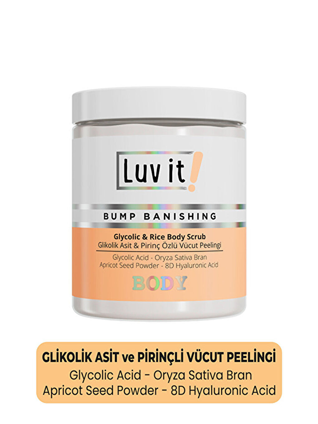 Glikolik Asit Vücut Peelingi - Pirinç Özlü Hyaluronik Asit İçeren Body Scrub 250 ml-5