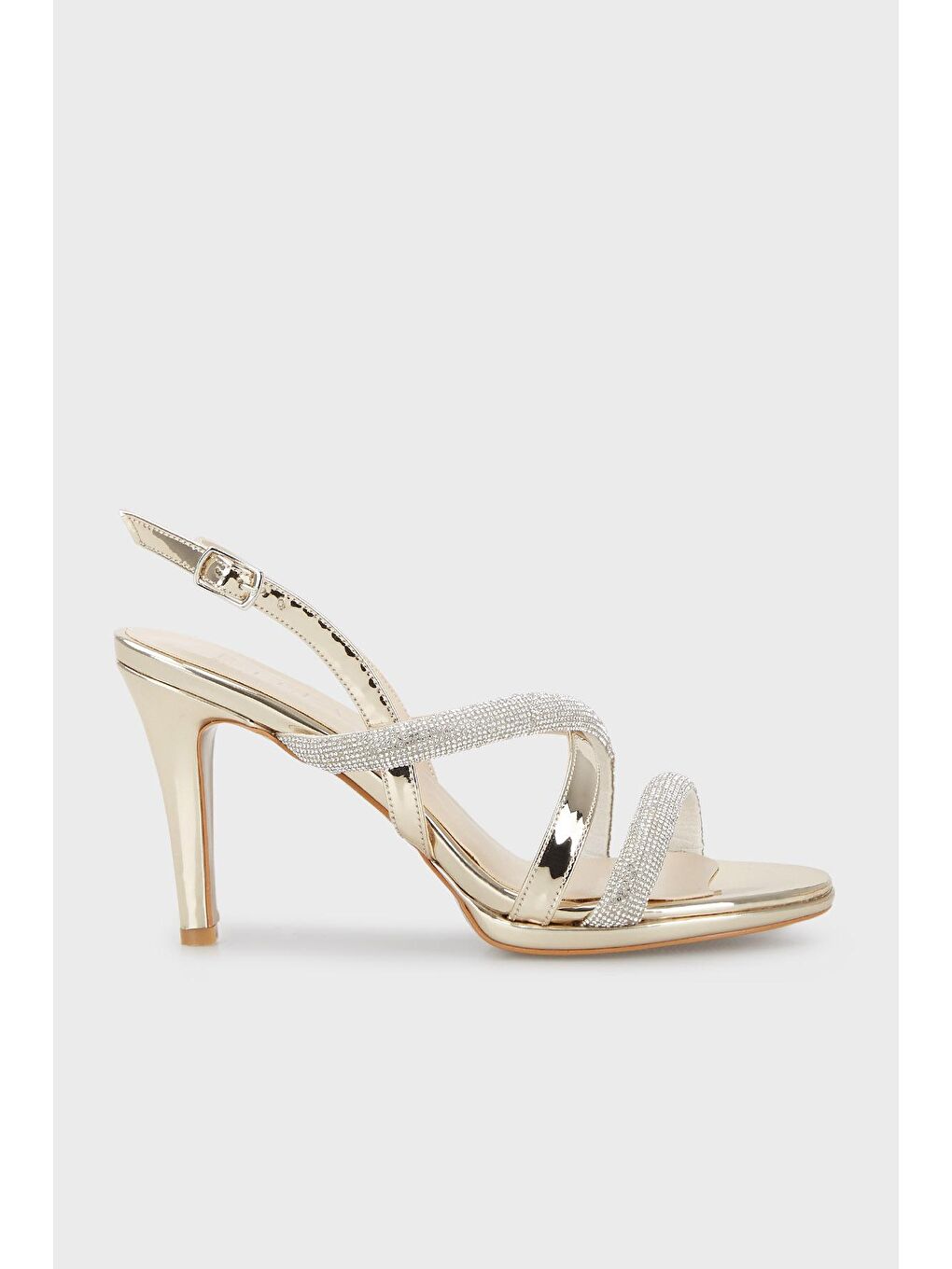 Sarı Taş Detaylı Kemerli Abiye Ayakkabı 3475871770