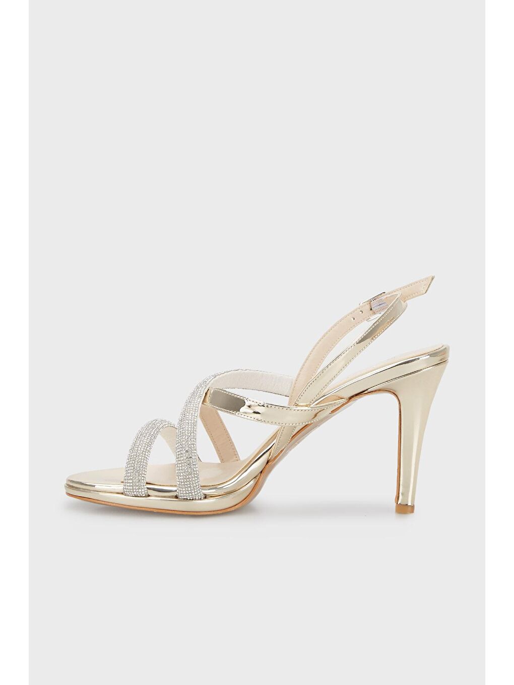 Sarı Taş Detaylı Kemerli Abiye Ayakkabı 3475871770-1