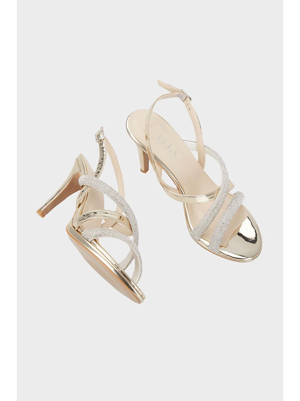 Sarı Taş Detaylı Kemerli Abiye Ayakkabı 3475871770-4