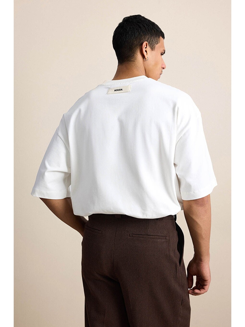 Erkek Süper Oversize %100 Pamuk Nature Baskılı Tişört Ekru-6