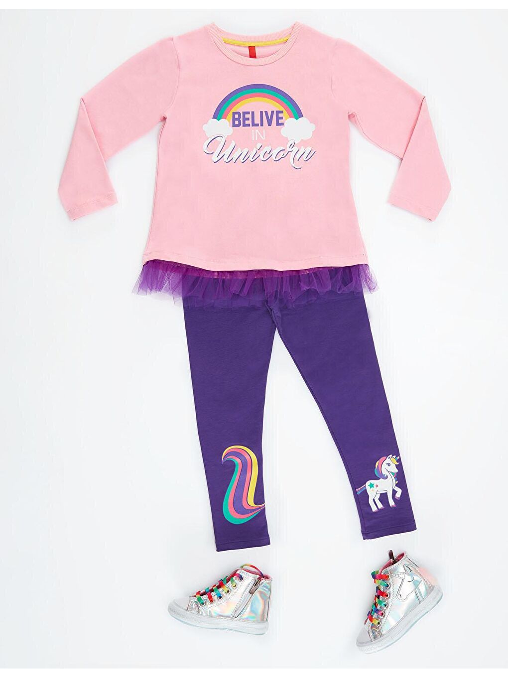 Denokids Karışık Colorfull Unicorn Kız Tunik Takım - 2