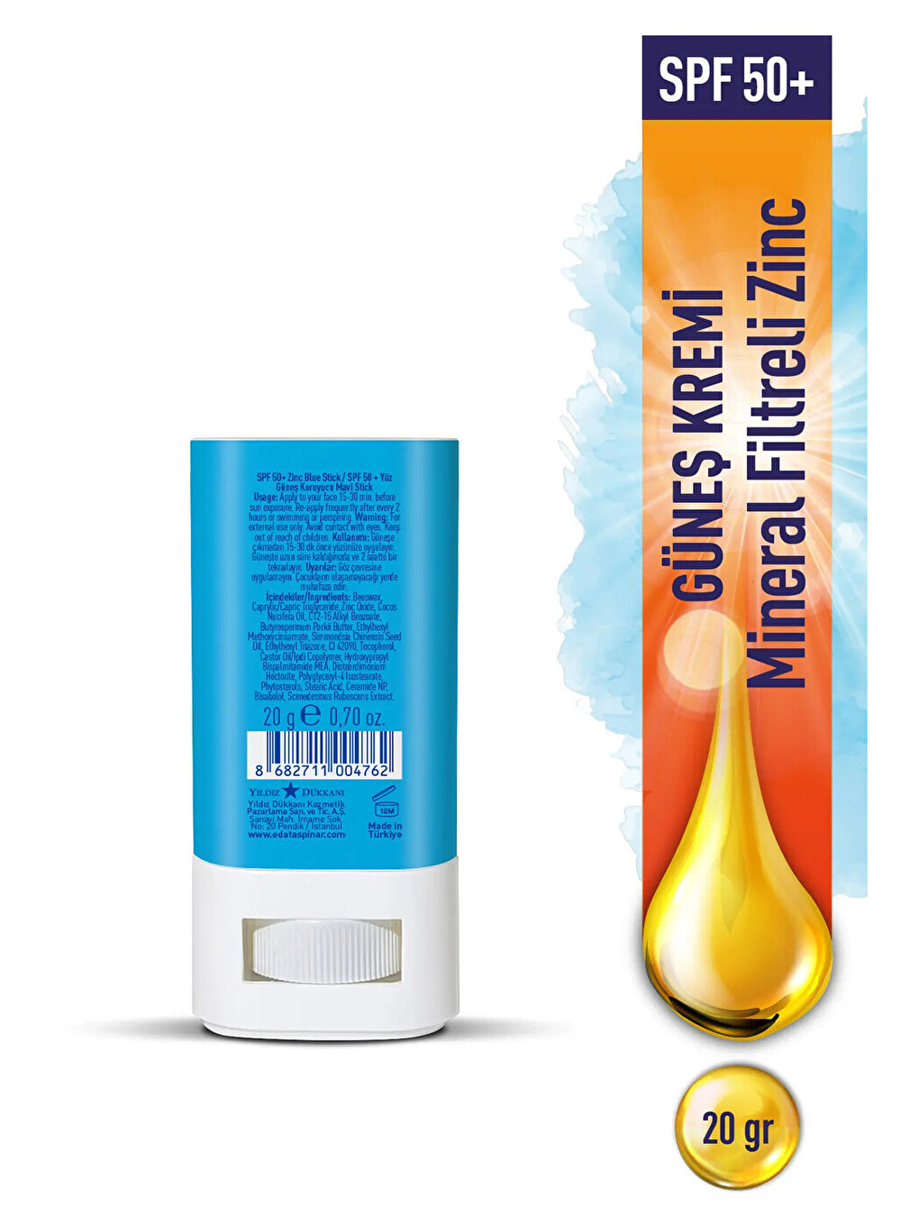 SPF 50+ Mineral Filtreli Mavi Zinc Stick (EGY0030)-1