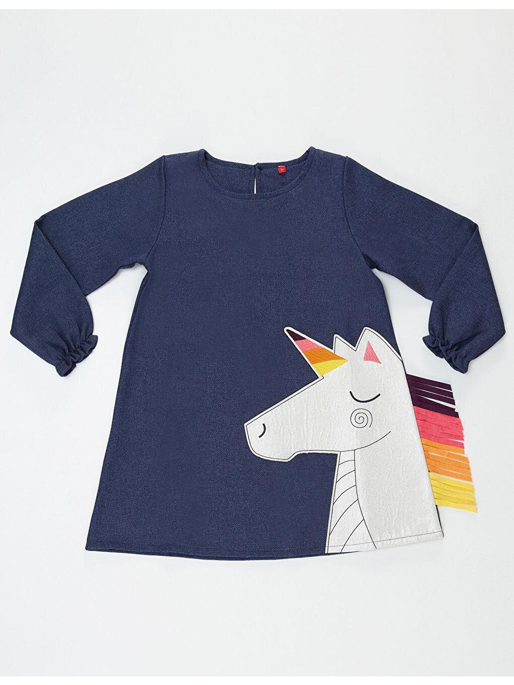 Denokids Karışık Renkli Unicorn Kız Çocuk Dokuma Elbise - 2