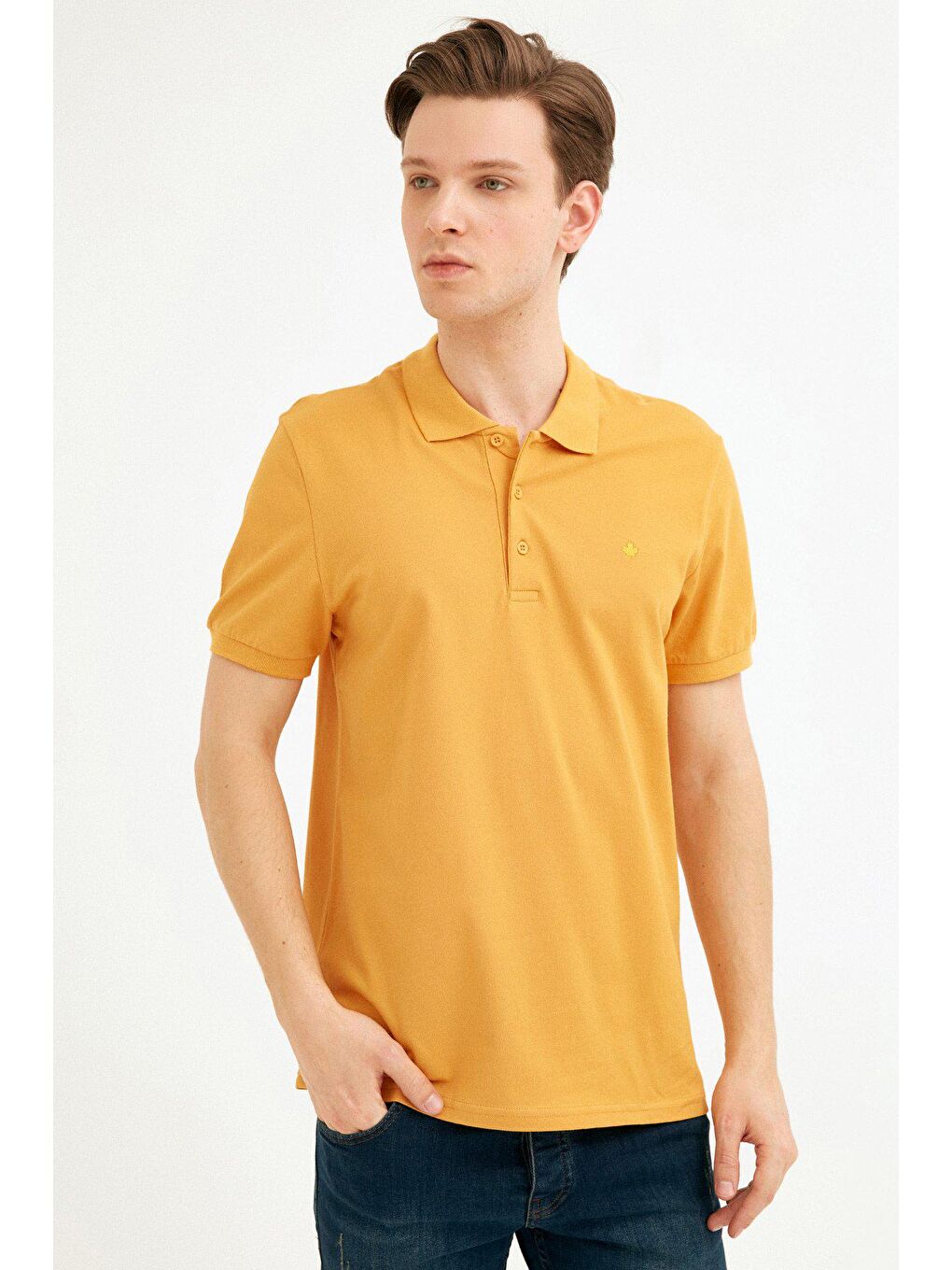 Sarı Polo Yaka Basic Tişört