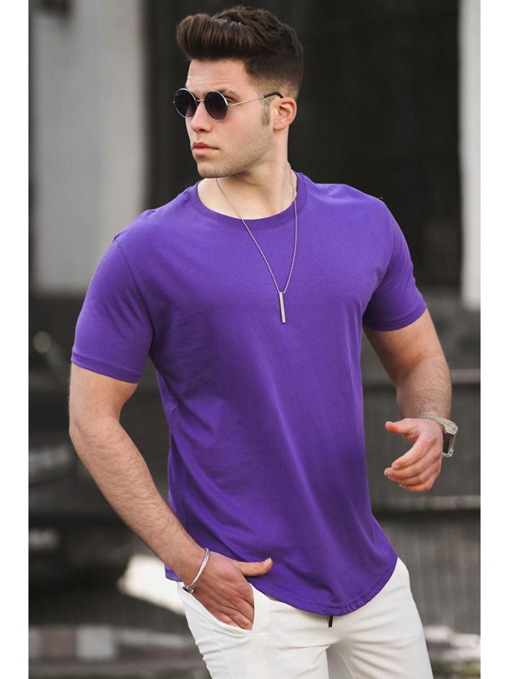 Mor Erkek Tişört 4951