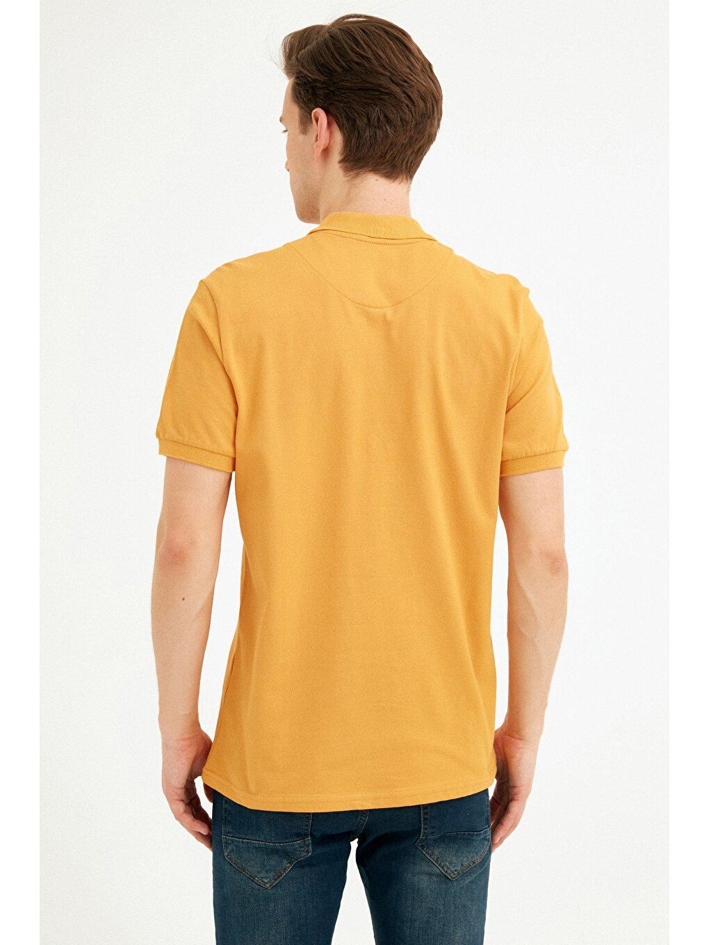 Sarı Polo Yaka Basic Tişört-3